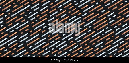 Dynamic bronze and silver color round diagonal stripes on black background. Abstract white, gold and black color backdrop. Modern banner web template design. Futuristic technology style. Vector EPS10 Stock Vector