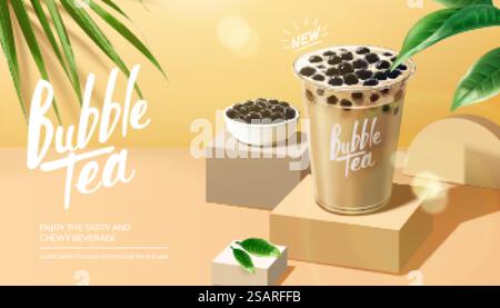 Bubble milk tea advertisement Stock Vector