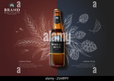 Engraving premium beer ad Stock Vector