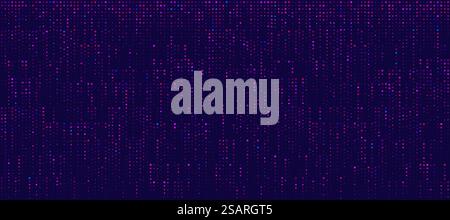 Abstract minimal pink purple blue vertical random dotted pattern on dark blue background. Simple modern texture halftone style. Technology futuristic banner design. Digital data concept. EPS10 vector Stock Vector