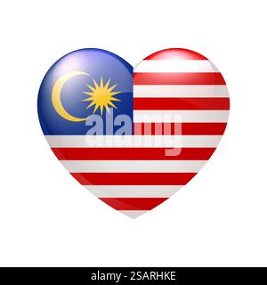 Malaysia flag in heart. Vector emblem icon. Country love symbol. Isolated illustration eps10 Stock Vector