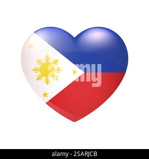 National flag of the Philippines in heart. Vector emblem icon. Country love symbol. Isolated illustration eps10 Stock Vector