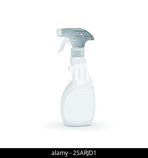 White blank plastic spray detergent bottle isolated on white background ...