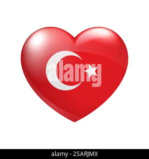 Turkey Flag Heart icon. Country love symbol. Vector isolated emblem illustration eps10 Stock Vector