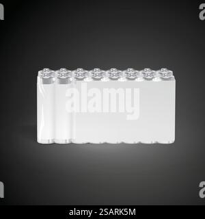 pack of blank batteries isolated on black background. 3D illustration.. blank batteries set Stock Vector