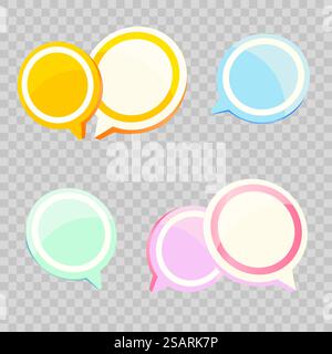 Set of speak bubble, chatting box, message frame cartoon vector illustration design. Balloon  thinking sign symbol Stock Vector
