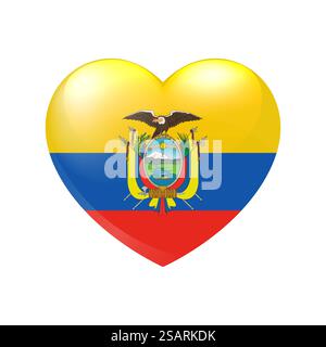 Ecuador flag in heart. Love symbol. Vector country icon isolated eps10 Stock Vector