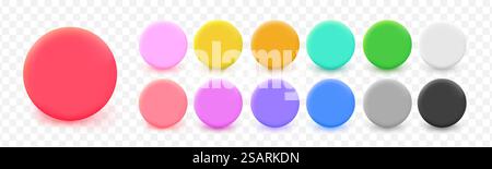 Realistic 3d blank circle set. Vector empty round button collection. Badge emblems Stock Vector