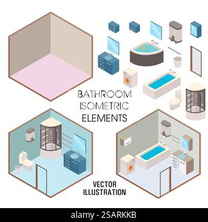 Bedroom interior constructor, vector flat isometric illustration Stock ...