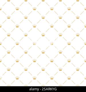 Premium crown seamless pattern vector texture. Golden signs on white background for your design Stock Vector