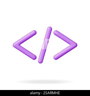 3d Code Icon Isolated on White. Render Python or Java Api Symbols. Computer Programming Language. Web Development HTML Code Interface. Coding Tag. Vector Illustration. 3d Code Icon Isolated on White Stock Vector