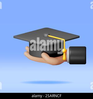 3D Hand of Graduates and Graduation Hat Stock Vector Image & Art - Alamy