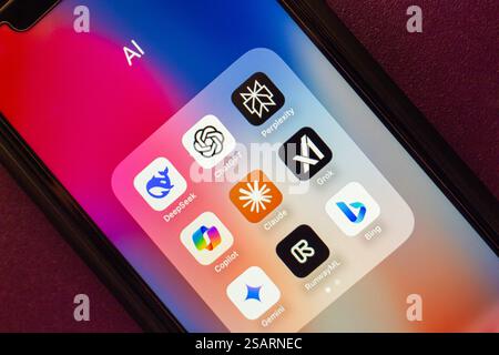 ChatGPT, Gemini, Microsoft Copilot, Claude, and Perplexity app icons ...