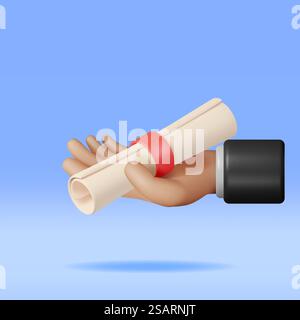 hand holding graduation certificate roll Stock Vector Image & Art - Alamy