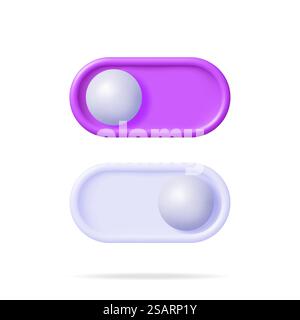 3D On and Off Buttons Switch Isolated. Render Slider Bars Selector. Switcher Yes or Not. Off and On Position in Circle Shape. Unlock and Lock. Vector Illustration. 3D On and Off Buttons Switch Stock Vector