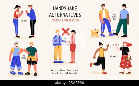 Greeting without handshakes Stock Vector