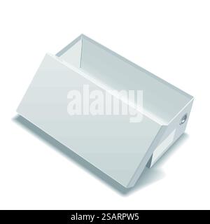 open blank shoes box with label isolated on white background. shoes box Stock Vector