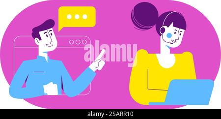 People - illustrations in various activities of online communication, chatting. A series of cartoon people talking on cell phones. Stock Vector