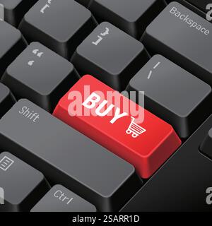 message on 3d illustration keyboard enter key for online shopping concepts. online shopping concept with 3d computer keyboard Stock Vector