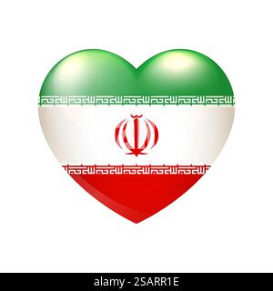 Iran flag in heart. Vector Iranian emblem icon. Country love symbol. Isolated illustration eps10 Stock Vector