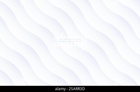 Fabric, paper, cardboard or mattress waved texture. Vector abstract white geometric pattern in neumorphic style for your design. Background template Stock Vector