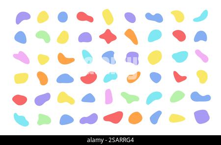 Geometric abstract flowing shapes templates. Vector Dynamical forms collection for your design. Colorful bright simple hand-drawn frame silhouettes Stock Vector
