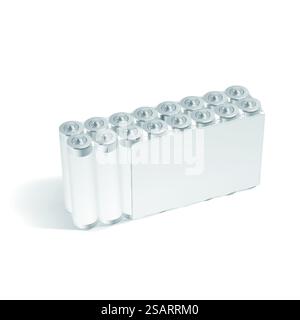 pack of blank batteries isolated on white background. blank batteries Stock Vector