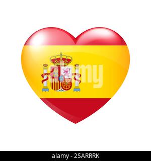 Flag of Spain in heart. Spanish emblem icon vector. Country love symbol. Isolated illustration eps10 Stock Vector