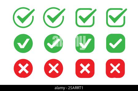 Check Mark Icon Set Vector Design. Stock illustration in simple flat style Stock Vector