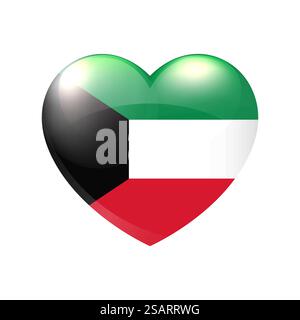 Kuwait flag in heart. Love symbol. Vector country icon isolated eps10 Stock Vector