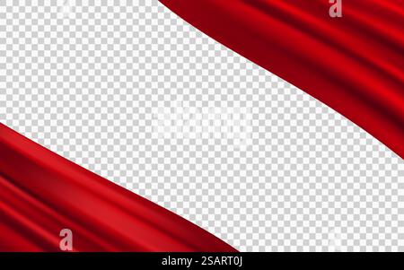 Luxury red silk fabric background. Red satin with wavy folds. Texture satin velvet material with gradient mesh for luxurious elegant design with space for text. Vector abstract background EPS10 Stock Vector