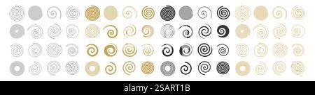 Set of simple spirals. Swirl motion twisting circles design element set isolated vector icons Stock Vector