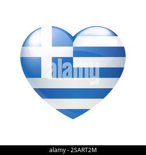 Flag of Greece in heart. Greek emblem icon vector. Country love symbol. Isolated illustration eps10 Stock Vector
