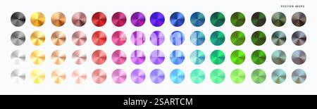 Multi colored radial gradient set. Collection of shiny foil in rainbow colors palette. Vector illustration Stock Vector