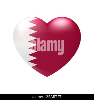 Qatar flag in heart. Love symbol. Vector country icon isolated eps10 Stock Vector
