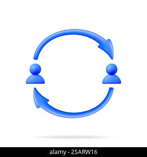 3D User Sync or Switch Symbol Isolated. Render User Exchange, Synchronization or File Transfer. User Profile with Arrows Icon. Employee Replacement or People Swap Position. Vector illustration. 3D User Sync or Switch Symbol Stock Vector
