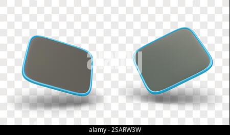 3d realistic mouse pad in different positions. Computer mouse pad for branding or design presentation concept. Template for computer store. Vector illustration. 3d realistic mouse pad in different positions. Computer mouse pad for branding Stock Vector