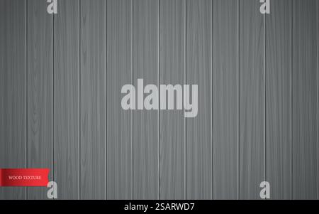 Vector wood texture. Grey wooden background, realistic wall, plank, table or floor surface Stock Vector