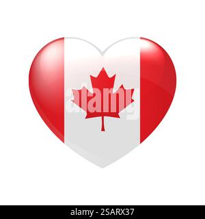 Love Canada symbol. Heart flag icon. Vector isolated illustration eps10 Stock Vector