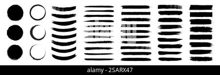 Brush strokes. Vector paintbrush set. Grunge design elements. Rectangle textured frames. Dirty grungy texture banners. Ink splatters. Painted text boxes Stock Vector