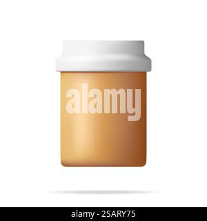 3D Plastic Pill Bottles Isolated. Render Medicine Package for Pills, Capsule, Drugs. Box for Illness and Pain Treatment. Medical Drug, Vitamin, Antibiotic. Healthcare Pharmacy. Vector Illustration. 3D Plastic Pill Bottles Isolated. Stock Vector