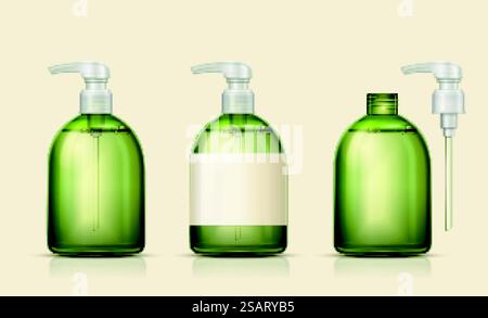 Set of pump bottle mock-ups Stock Vector