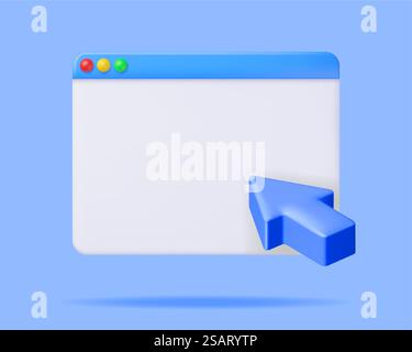 3D Browser Window with Mouse Cursor Stock Vector Image & Art - Alamy