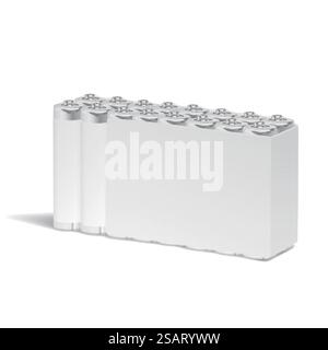 pack of blank batteries isolated on white background. blank batteries Stock Vector