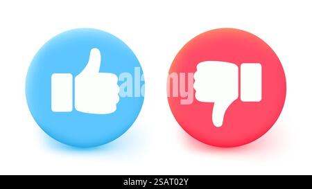 Thumb up and down icon. Vector like and unlike button for website and mobile app Stock Vector