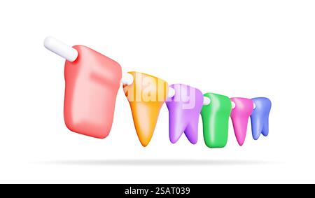 3D Pennant Bunting Flags Isolated on White. Render Bunting Festive Garland Realistic Icon. Horizontal Color Party Decoration. Holiday, Birthday, Party Celebration. Cartoon Vector Illustration. 3D Pennant Bunting Flags Isolated on White Stock Vector