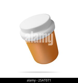 3D Plastic Pill Bottles Isolated. Render Medicine Package for Pills, Capsule, Drugs. Box for Illness and Pain Treatment. Medical Drug, Vitamin, Antibiotic. Healthcare Pharmacy. Vector Illustration. 3D Plastic Pill Bottles Isolated. Stock Vector