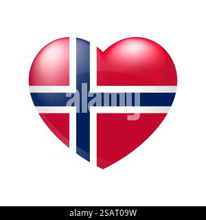 Norway flag in heart. Vector emblem icon. Country love symbol. Isolated illustration eps10 Stock Vector