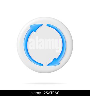 3D Synchronization Icon Isolated. Render Sync Sign in Round Shape. Cloud Computing or Refresh, Restart, Recycle, Reset Symbol. Vector Illustration. 3D Synchronization Icon Isolated Stock Vector