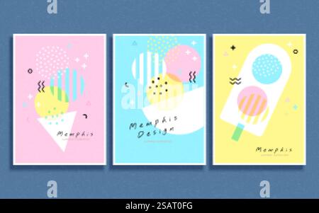 Cover template in Memphis design Stock Vector